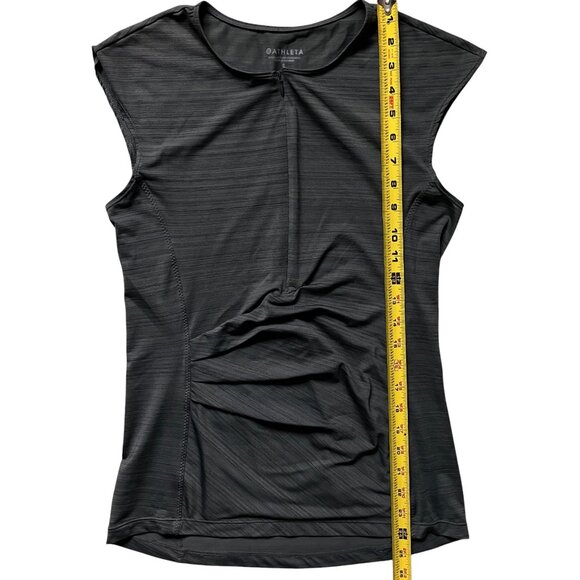 Athleta Gray Ruched Front Sleeveless Quarter Zip Activewear Top Womens Size S - Picture 5 of 9